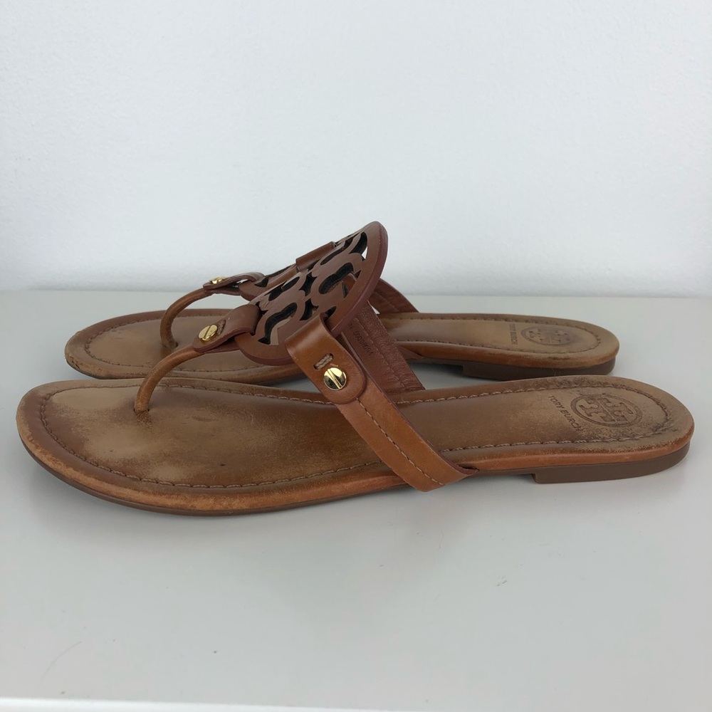 Tory Burch Miller Brown Leather Sandals - Picture 3 of 8
